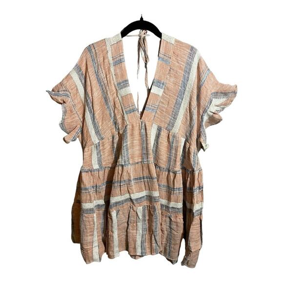 Lulu’s Deep V-Neck Bohemian Style Linen Blend Dress In Dusty Orange Size XS NWT - Picture 1 of 10